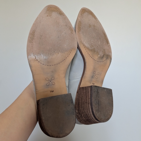 Caslon Cream Leather Mules Western Style Size 7 Wooden Heel - Picture 8 of 10